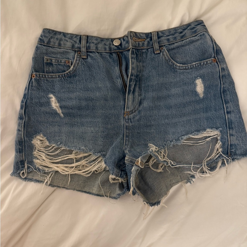 Topshop Blue Vintage-Inspired Jean Shorts